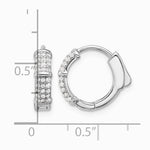 Sterling Silver Rhodium-plated 4mm CZ Hinged Huggie Hoop Earrings - Product Photo