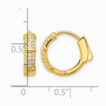 Sterling Silver Gold-tone 4mm CZ Hinged Huggie Hoop Earrings - Product Photo