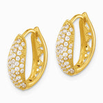Sterling Silver Gold-tone Pavé CZ Hinged Huggie Hoop Earrings - Product Photo