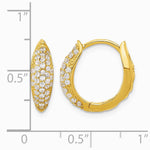 Sterling Silver Gold-tone Pavé CZ Hinged Huggie Hoop Earrings - Product Photo
