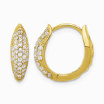 Sterling Silver Gold-tone Pavé CZ Hinged Huggie Hoop Earrings - Product Photo