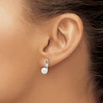 Sterling Silver E-coated Polished 6-7mm Shell Pearl and CZ Post Earrings - Product Photo
