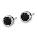 Sterling Silver Rhodium-plated Polished Black Spinel Bezel Stud Earrings - Product Photo