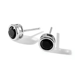 Sterling Silver Rhodium-plated Polished Black Spinel Bezel Stud Earrings - Product Photo
