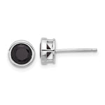 Sterling Silver Rhodium-plated Polished Black Spinel Bezel Stud Earrings - Product Photo