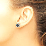 Sterling Silver RH-plated Polished/Twisted Black Spinel Circle Post Earring - Product Photo