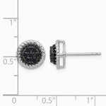 Sterling Silver RH-plated Polished/Twisted Black Spinel Circle Post Earring - Product Photo