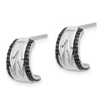 Sterling Silver RH-plated Polished Black Spinel Post C-Hoop Earrings - Product Photo
