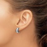 Sterling Silver RH-plated Polished Black Spinel Post C-Hoop Earrings - Product Photo