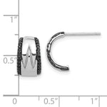 Sterling Silver RH-plated Polished Black Spinel Post C-Hoop Earrings - Product Photo