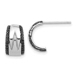 Sterling Silver RH-plated Polished Black Spinel Post C-Hoop Earrings - Product Photo