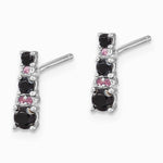 Sterling Silver RH-plated Black Spinel/Created White Sapphire Post Earrings - Product Photo