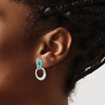 Sterling Silver Rhodium-plated Recon. Turquoise Post Dangle Earrings - Product Photo
