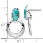 Sterling Silver Rhodium-plated Recon. Turquoise Post Dangle Earrings - Product Photo