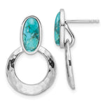Sterling Silver Rhodium-plated Recon. Turquoise Post Dangle Earrings - Product Photo