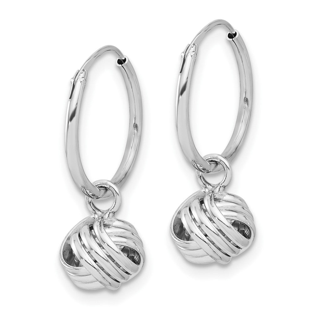 Sterling Silver Rhodium-plated Love Knot Dangle Eternity Hoop Earrings - Product Photo