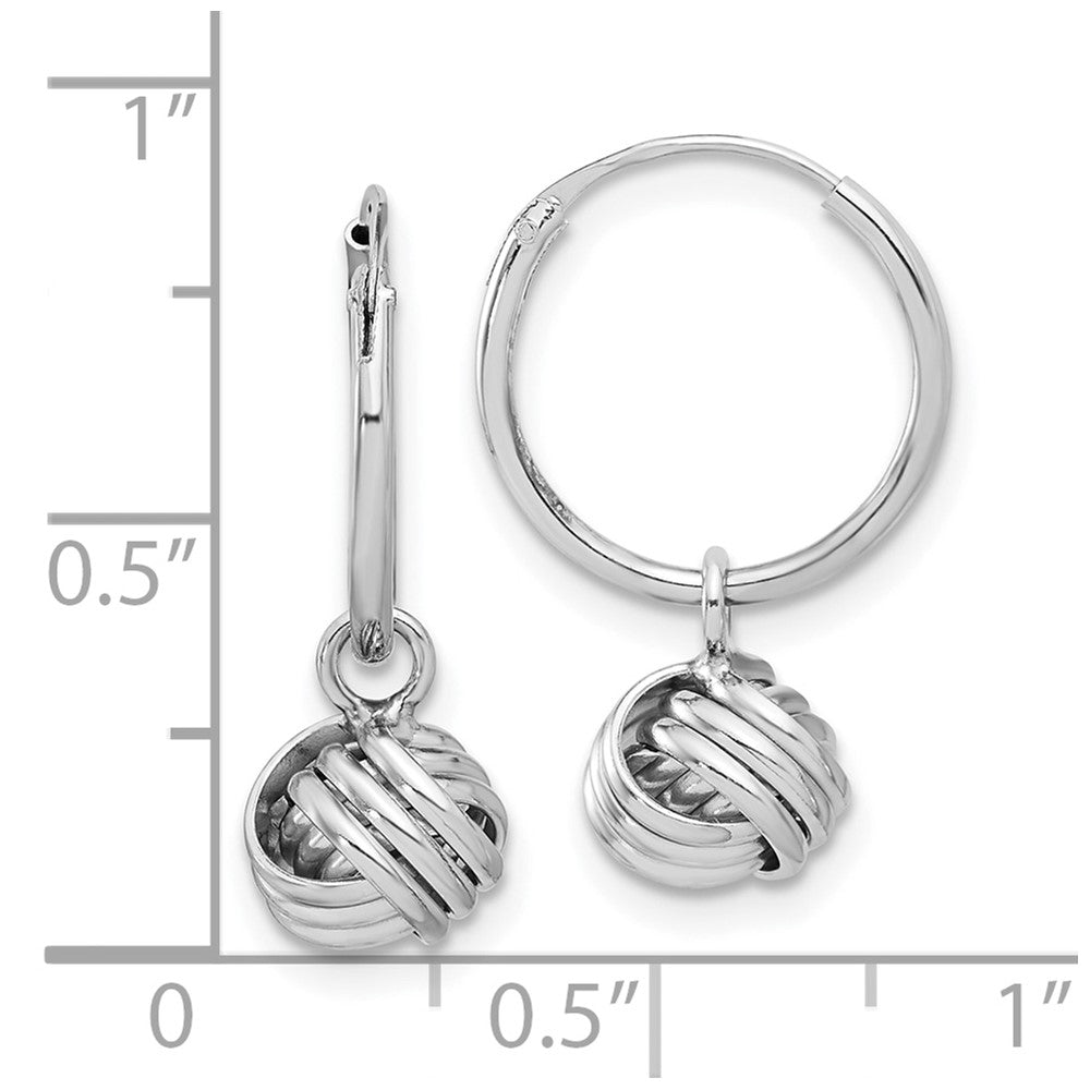 Sterling Silver Rhodium-plated Love Knot Dangle Eternity Hoop Earrings - Product Photo