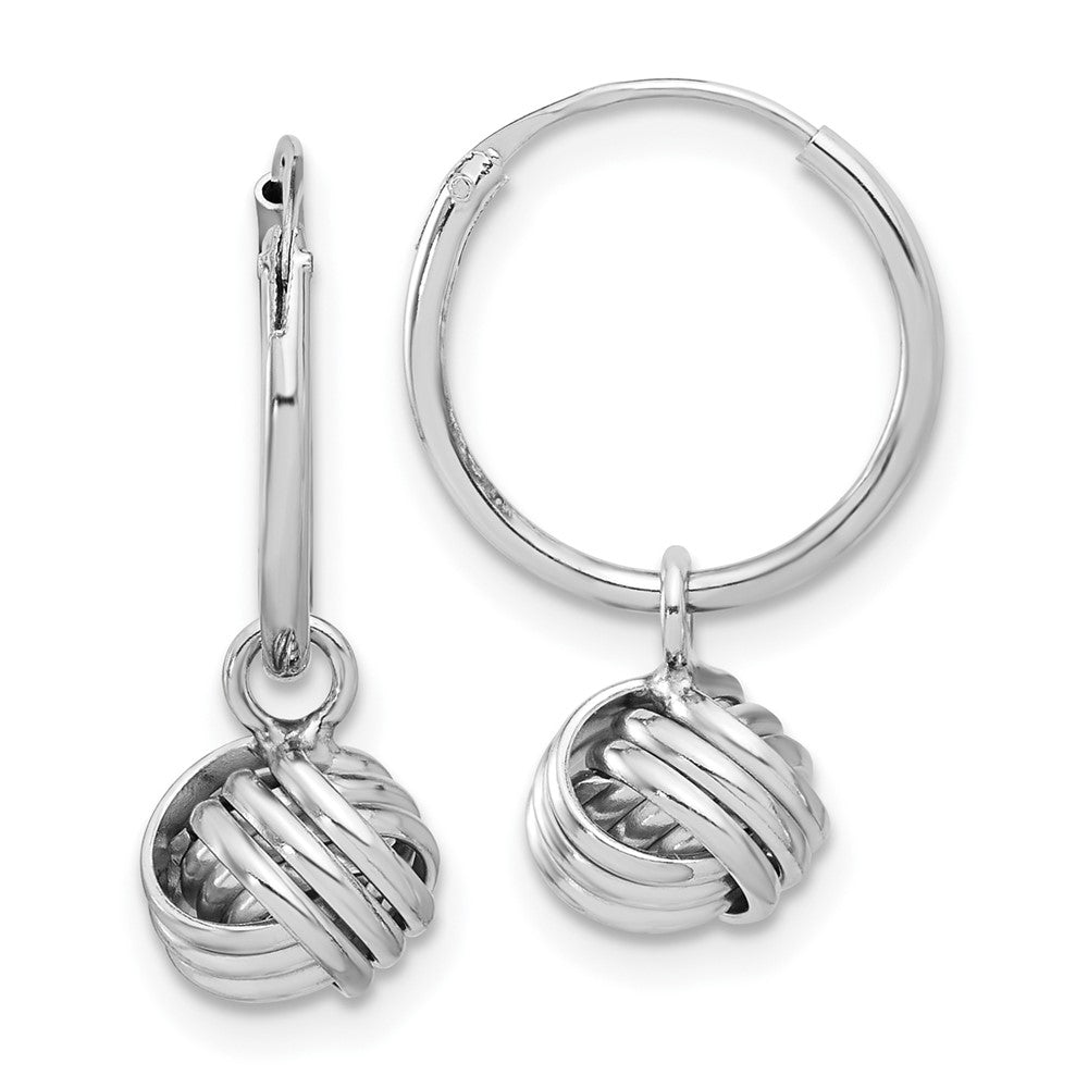 Sterling Silver Rhodium-plated Love Knot Dangle Eternity Hoop Earrings - Product Photo
