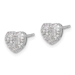 Sterling Silver Rhodium-plated Pave CZ Heart Post Earrings - Product Photo