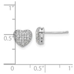 Sterling Silver Rhodium-plated Pave CZ Heart Post Earrings - Product Photo