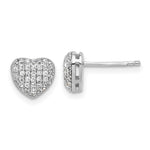 Sterling Silver Rhodium-plated Pave CZ Heart Post Earrings - Product Photo