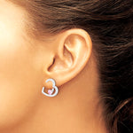 Sterling Silver Rh-plated White and Pink CZ Heart w/ Jacket Post Earrings - Product Photo