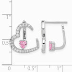 Sterling Silver Rh-plated White and Pink CZ Heart w/ Jacket Post Earrings - Product Photo