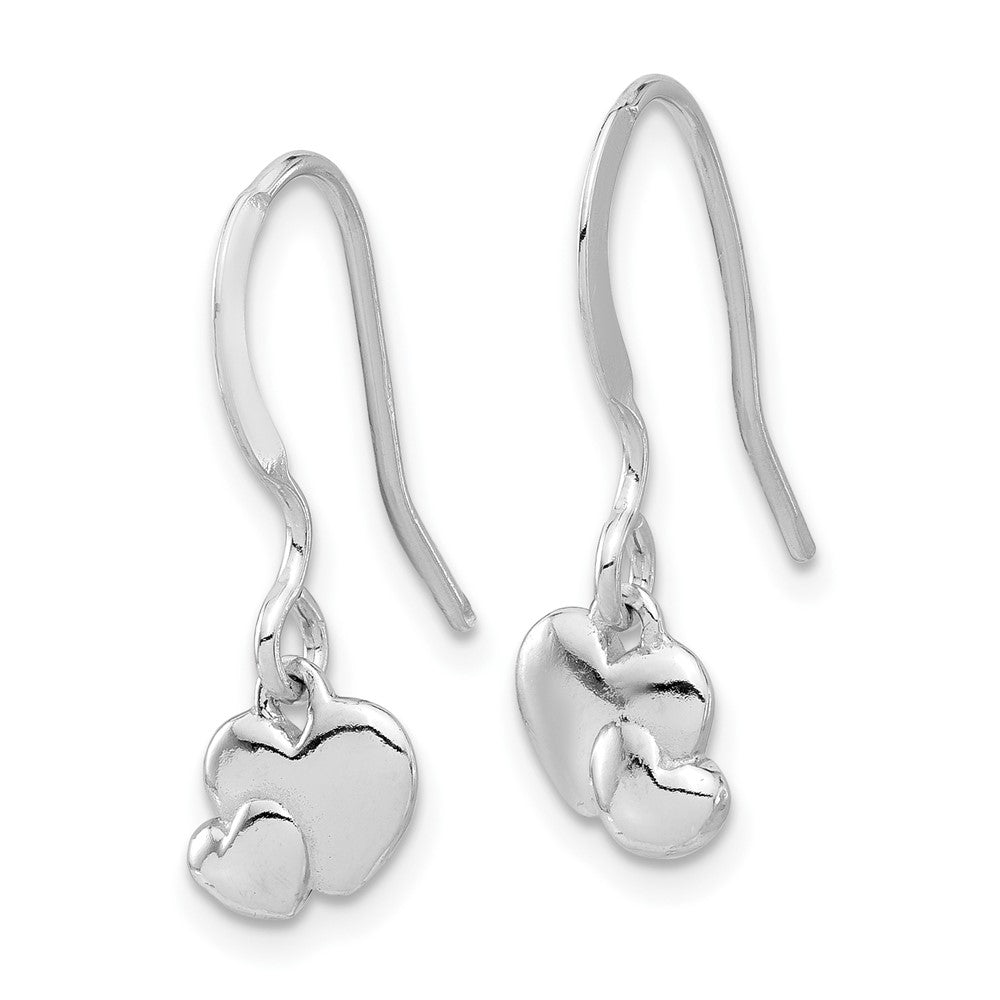 Sterling Silver Rhodium-plated Hearts Dangle Earrings - Product Photo