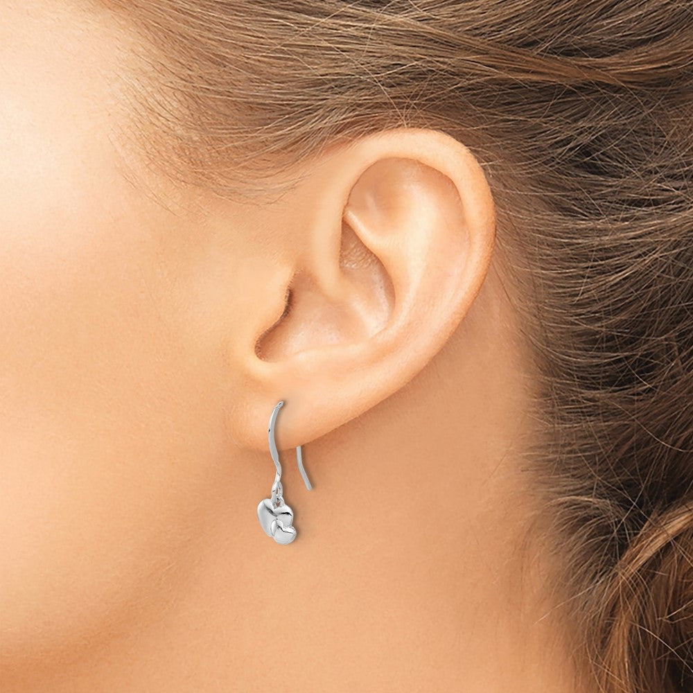 Sterling Silver Rhodium-plated Hearts Dangle Earrings - Product Photo