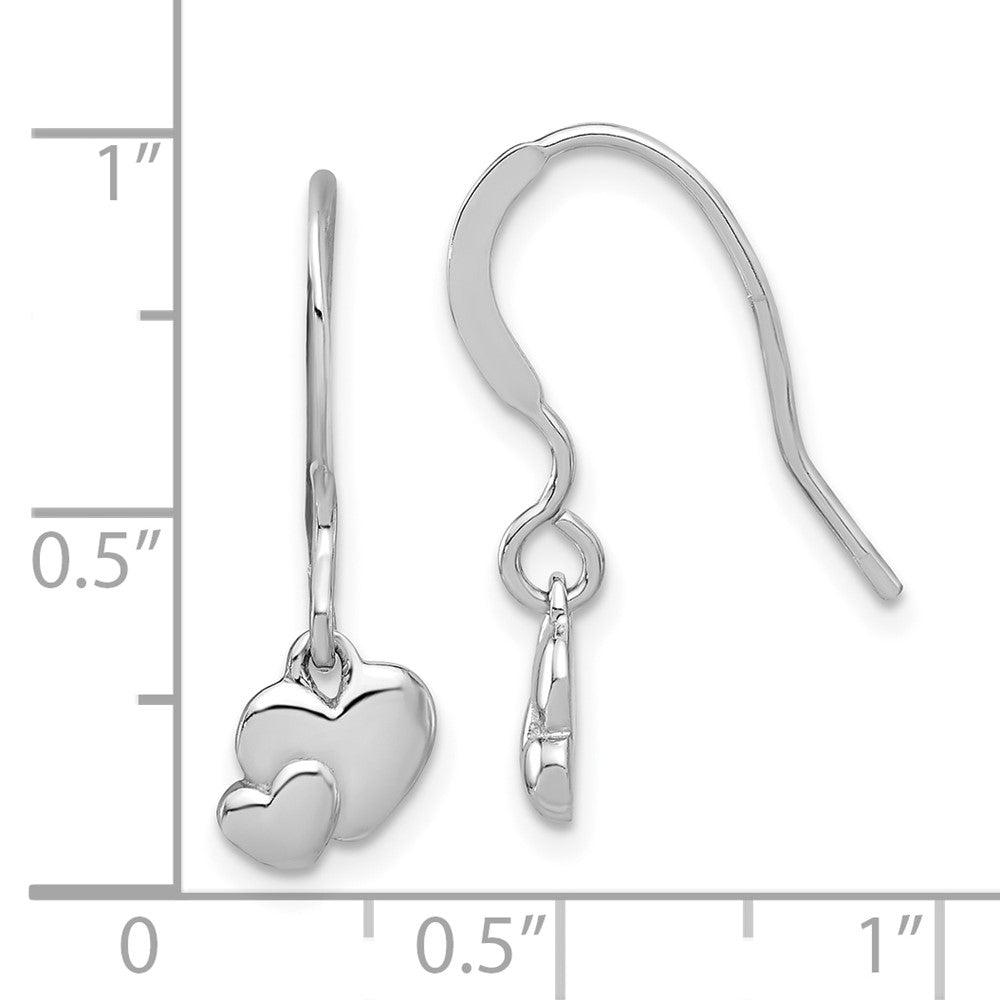 Sterling Silver Rhodium-plated Hearts Dangle Earrings - Product Photo