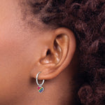 Sterling Silver Rh-plt Enamel Rainbow Heart Dangle Eternity Hoop Earrings - Product Photo