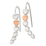 Sterling Silver and Rose-tone Polished Heart Shepherd Hook Earrings - Product Photo