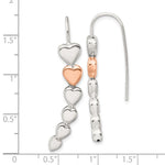 Sterling Silver and Rose-tone Polished Heart Shepherd Hook Earrings - Product Photo