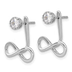 Sterling Silver Rhodium-plated Drop Infinity Jacket CZ Post Earrings - Product Photo