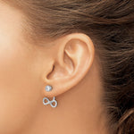 Sterling Silver Rhodium-plated Drop Infinity Jacket CZ Post Earrings - Product Photo