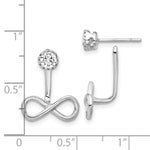 Sterling Silver Rhodium-plated Drop Infinity Jacket CZ Post Earrings - Product Photo