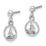 Sterling Silver Rhodium-plated Whale/Dolphin Tail Post Dangle Drop Earrings - Product Photo