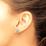 Sterling Silver Rhodium-plated Antiqued Skull and Crossbones Post Earrings - Product Photo