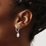 Sterling Silver E-coated Rose Dangle Post Hoop Earrings - Product Photo