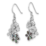 Sterling Silver Rhodium-Plated Polished Abalone Trio Flower Earrings - Product Photo