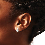 Sterling Silver Rhodium-plated CZ Leaf Post Earrings - Product Photo
