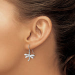 Sterling Silver Rhodium-Plated Polished Dragonfly Dangle Earrings - Product Photo