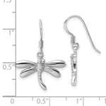 Sterling Silver Rhodium-Plated Polished Dragonfly Dangle Earrings - Product Photo