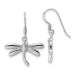 Sterling Silver Rhodium-Plated Polished Dragonfly Dangle Earrings - Product Photo
