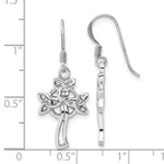 Sterling Silver Rhodium-Plated Polished Celtic Cross Dangle Earrings - Product Photo