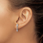 Sterling Silver RH-plated Polished & Textured CZ Cross Post Dangle Earrings - Product Photo