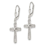Sterling Silver Polished CZ Infinity Cross Leverback Dangle Earrings - Product Photo