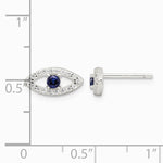 Sterling Silver E-Coating Polished Blue & White CZ Evil Eye Post Earrings - Product Photo