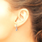 Sterling Silver RH-plated Blue & White CZ Evil Eye Dangle Hoop Earrings - Product Photo