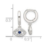 Sterling Silver E-Coating Blue & White CZ Evil Eye Dangle Hoop Earrings - Product Photo